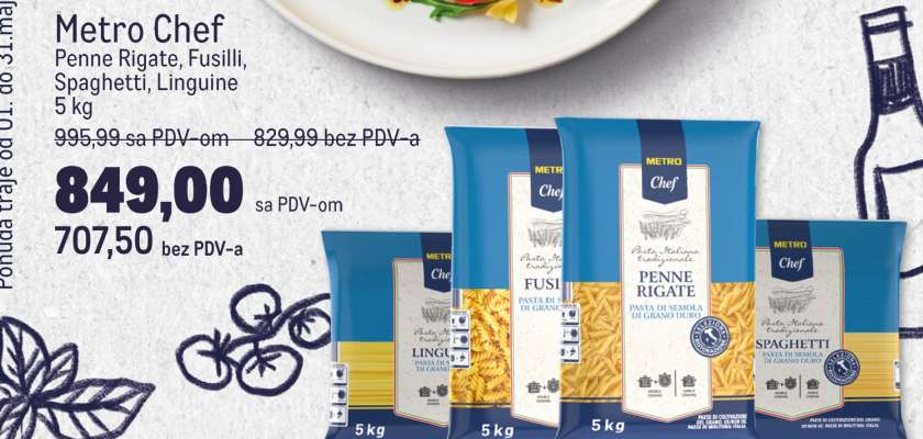 Metro Chef Penne Rigate, Fusilli, Spaghetti, Linguine