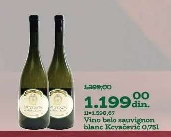 Vino belo Sauvignon Blanc Kovačević 0.75l