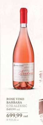 ROSE VINO BARBARA 0,75l ALEKSIĆ