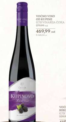 VOĆNO VINO OD KUPINE 0,75l VINARIJA ČOKA
