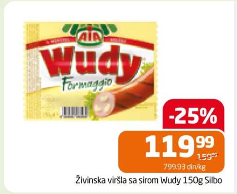 Živinska viršla sa sirom Wudy 150g Silbo