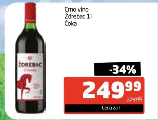 Crno vino Ždrebac 1l Čoka