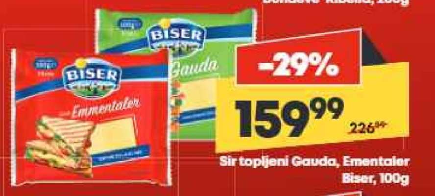 Sir topljeni Gauda, Ementaler Biser, 100g