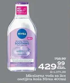 Micelarna voda za lice osetljiva koža Nivea 400ml