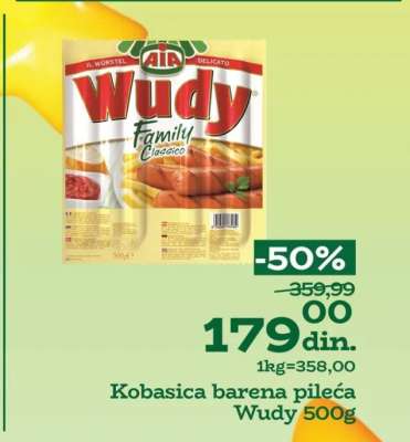 Kobasica barena pileća Wudy 500g
