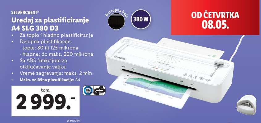 Uređaj za plastificiranje A4 SLG 380 D3