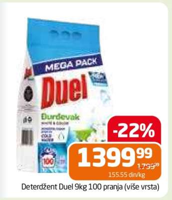 Deterdžent Duel 9kg 100 pranja