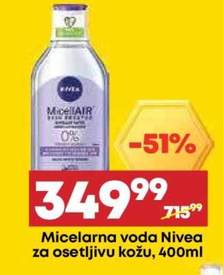 Micelarna voda Nivea za osetljivu kožu, 400ml