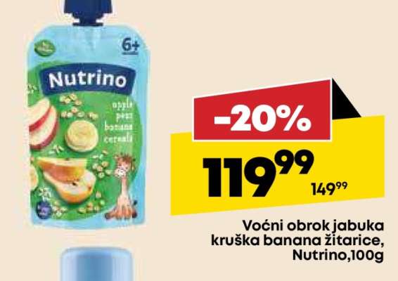 Voćni obrok jabuka kruška bananá žitarice Nutrino 100g