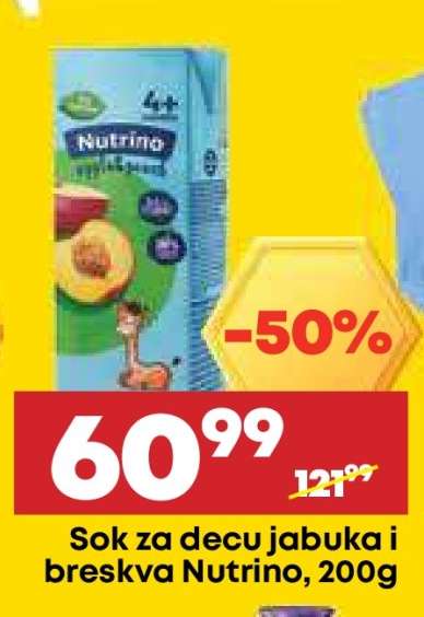 Sok za decu jabuka i breskva Nutrino 200g