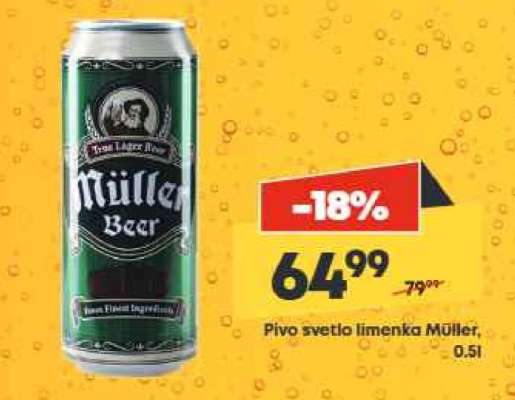 Pivo svetlo limenka Müller, 0.5l