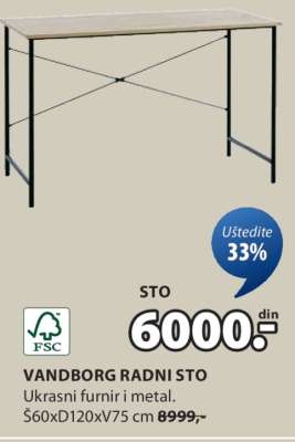 VANDBORG RADNI STO