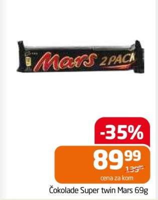 Čokolade Super twin Mars 69g