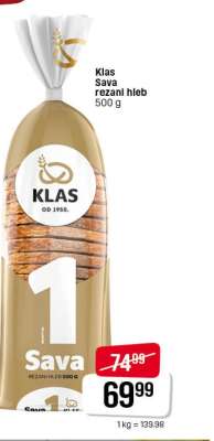 Klas Sava rezani hleb 500 g