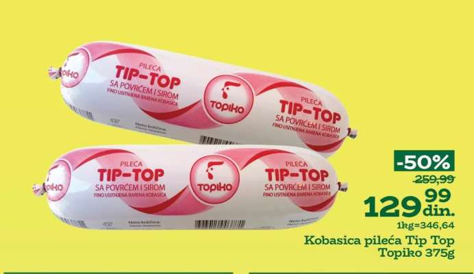 Kobasica pileća Tip Top Topiko 375g
