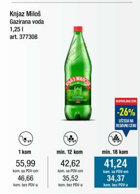 Knjaz Miloš Gazirana voda 1,25 l