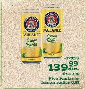 Pivo Paulaner lemon radler 0,5l