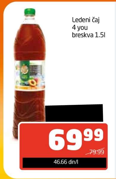 Ledeni čaj 4 you breskva 1.5l