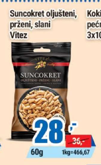 Suncokret oljušteni, prženi, slani Vitez