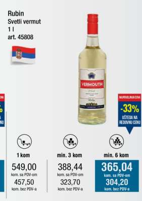 Rubin Svetli vermut 1 l