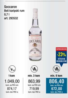 Soccaron Beli karipski rum 0,7 l