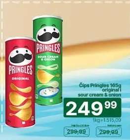 Čips Pringles 165g (original, sour cream&onion)