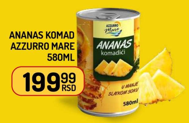 Ananas Komadići Azzurro Mare 580ml