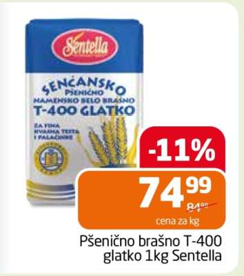 Pšenično brašno T-400 glatko 1kg Sentella