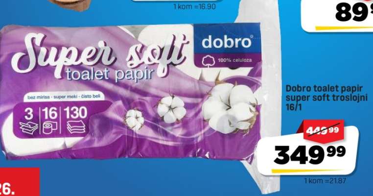 Dobro toalet papir super soft troslojni 16/1