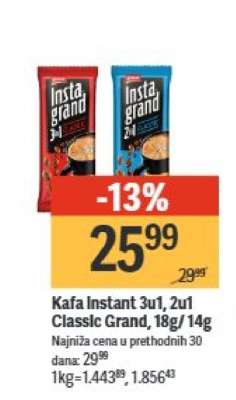 Kafa instant 3u1, 2u1 Classic Grand, 18g, 14g