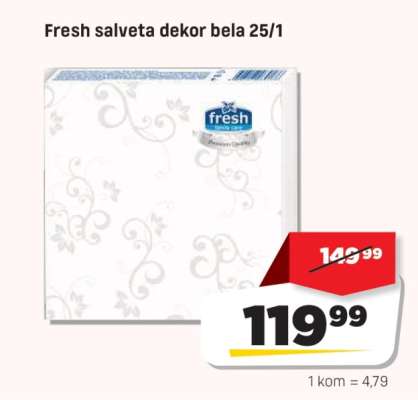 Fresh salveta dekor bela 25/1