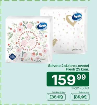 Salvete 2 sl.(srca, cveće) Fresh 25 kom.