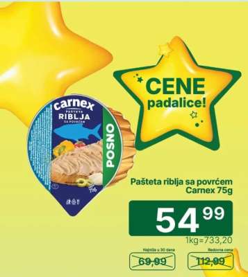 Pašteta riblja sa povrćem Carnex, 75g