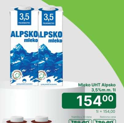 Mleko UHT Alpsko 3,5% m.m. 1l