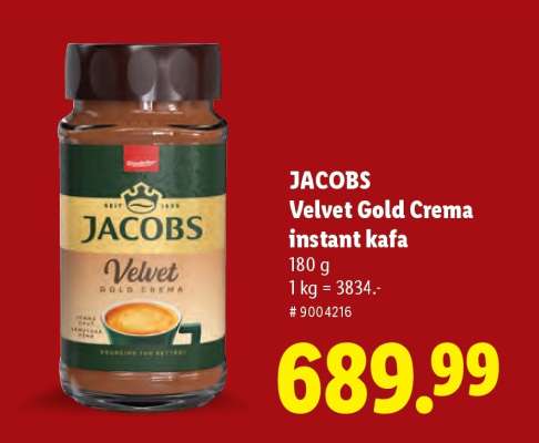 Jacobs Velvet Gold Crema instant kafa