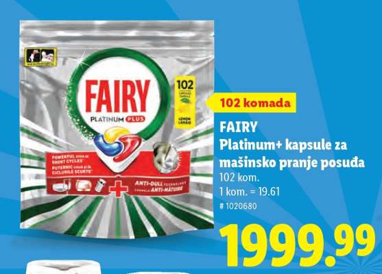 FAIRY Platinum+ kapsule za mašinsko pranje posuda