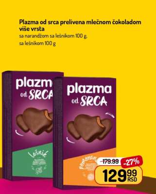 Plazma od srca prelivena mlečnom čokoladom