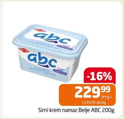 Sirni krem namaz Belje ABC 200g