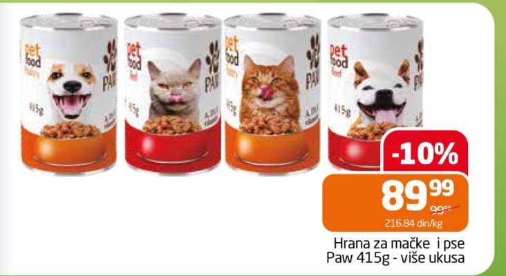 Hrana za mačke i pse Paw 415g - više ukusa