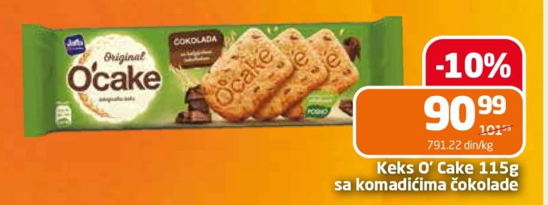 Keks O’ Cake 115g sa komadićima čokolade