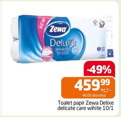 Toalet papir Zewa Deluxe delicate care white 10/1