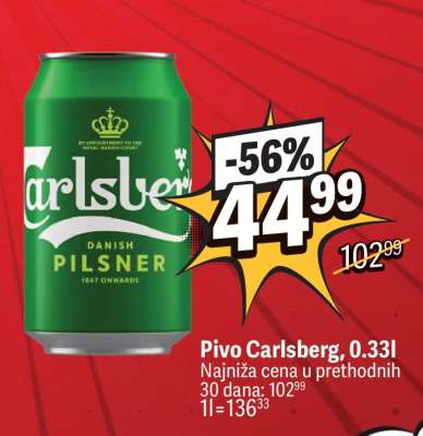 Pivo Carlsberg 0.33l