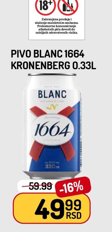 Pivo Blanc 1664 Kronenberg 0.33L
