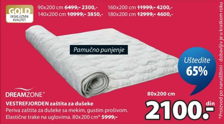 DREAMZONE VESTREJFJORDEN zaštita za dušeke