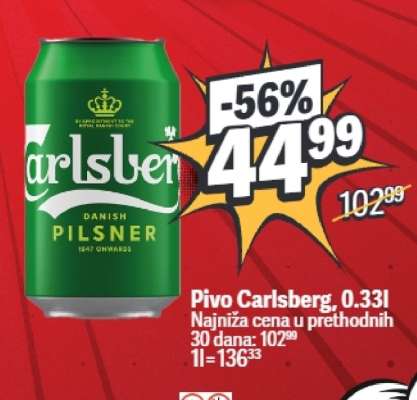Pivo Carlsberg 0.33l
