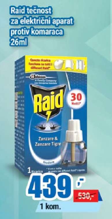 Raid tečnost za električni aparat protiv komaraca 26ml