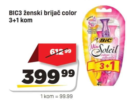 BIC3 ženski brijač color 3+1 kom