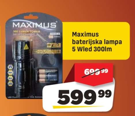 Maximus baterijska lampa 5 Wled 300lm