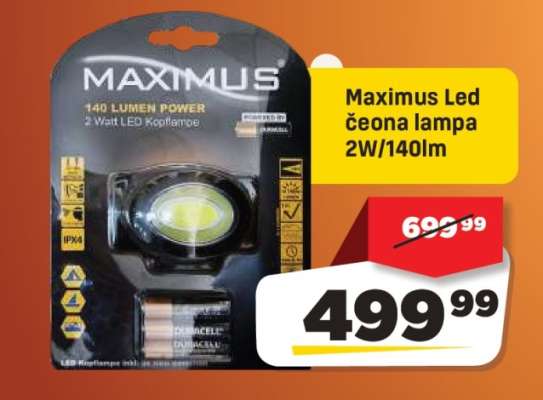 Maximus Led čelová lampa 2W/140lm
