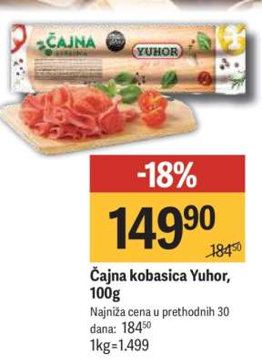 čajna kobasica Yuhor, 100g